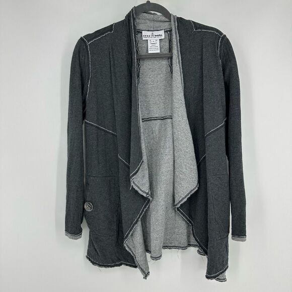 Neon Buddha Womens Long Sleeve Draped Cardigan Size S Cotton Grey Lagenlook Arts - Picture 12 of 12